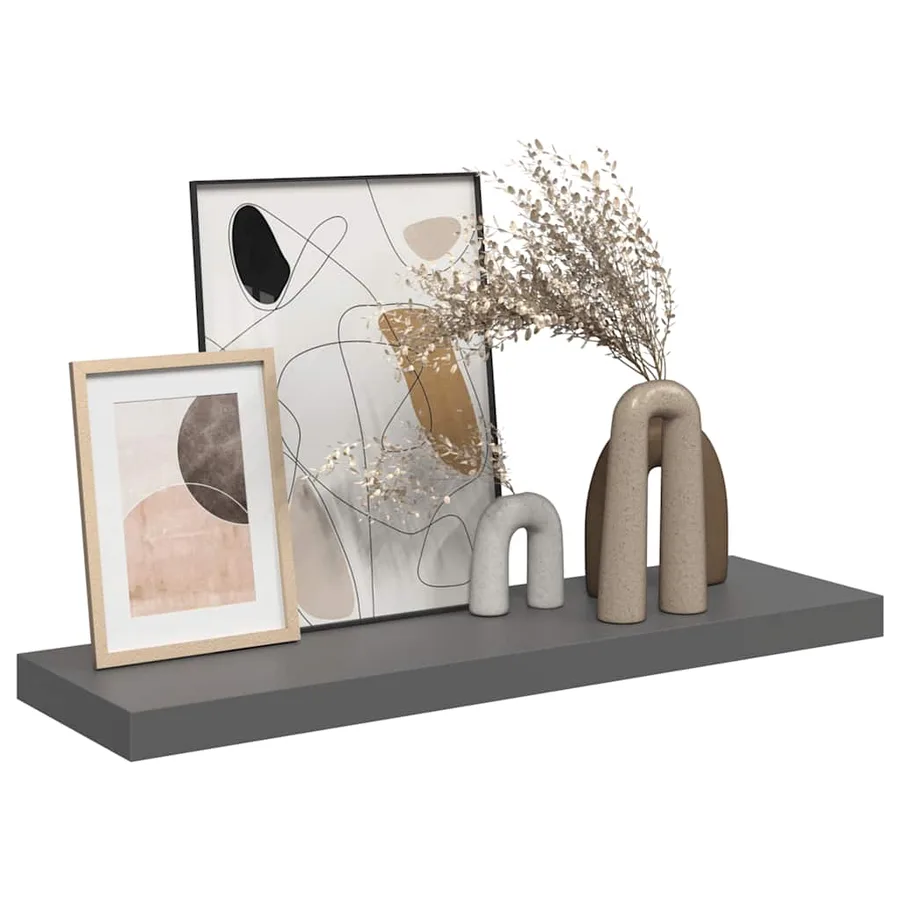Étagère murale flottante Gris brillant 80x23,5x3,8 cm MDF - 5