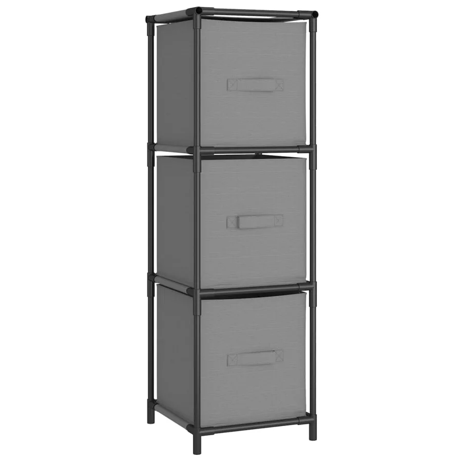 Armoire de rangement 3 tiroirs en tissu Gris 34x34x101 cm Acier - 2