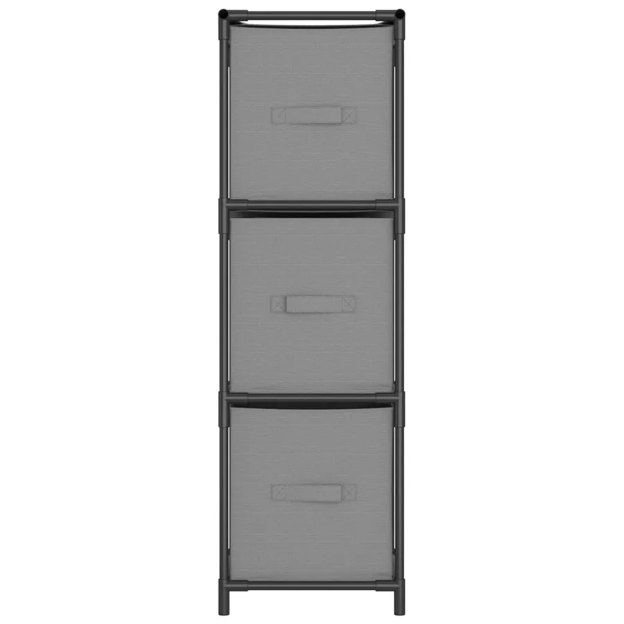 Armoire de rangement 3 tiroirs en tissu Gris 34x34x101 cm Acier - 3