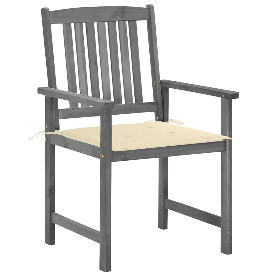 Chaises de jardin et coussins lot de 4 Gris Bois acacia massif - 3