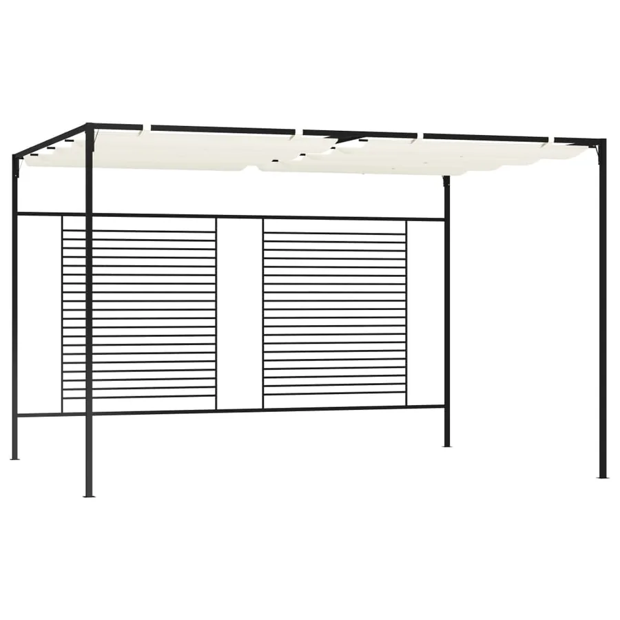 Belvédère avec auvent rétractable 3x4x2,3 m Crème 180 g/m²