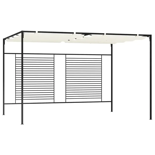 Belvédère avec auvent rétractable 3x4x2,3 m Crème 180 g/m²