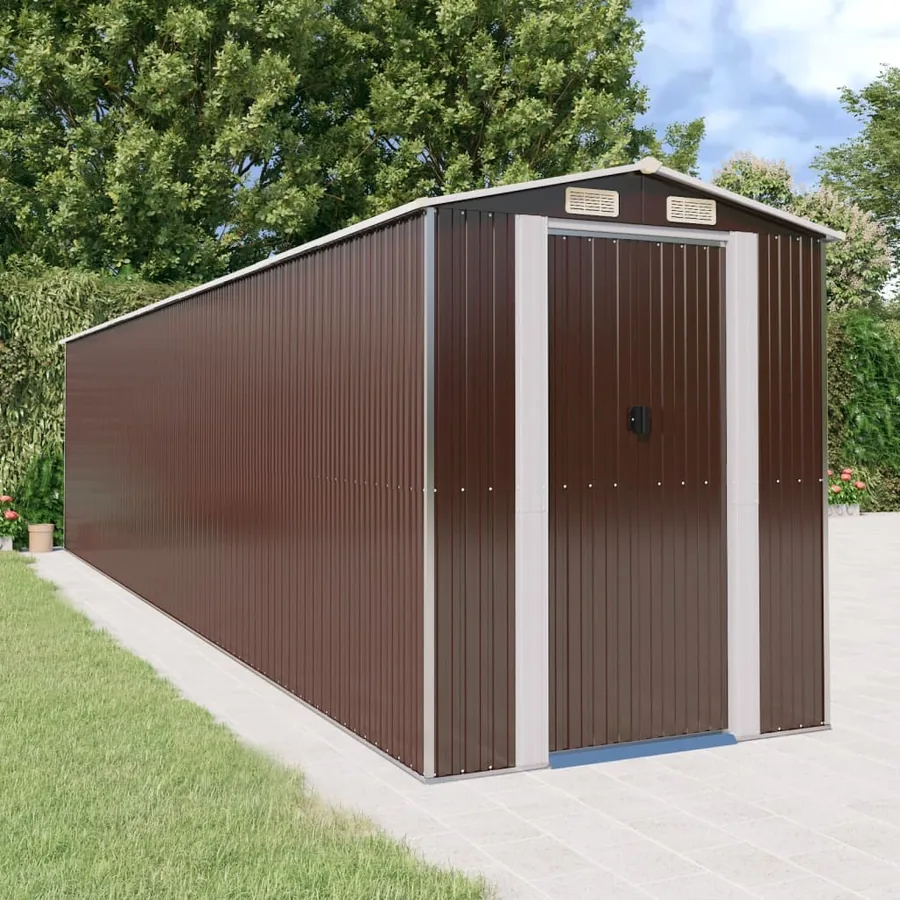 Abri de jardin Marron foncé 192x855x223 cm Métal galvanisé