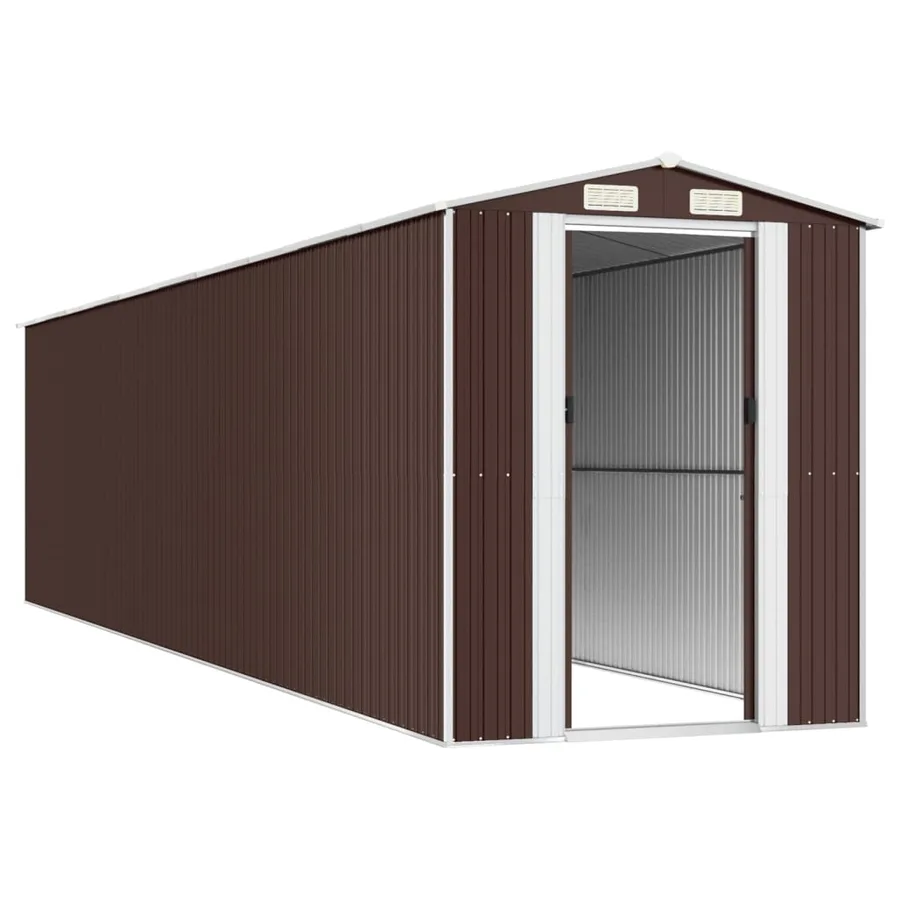 Abri de jardin Marron foncé 192x855x223 cm Métal galvanisé - 4