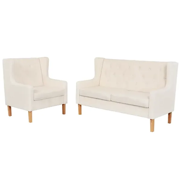 Ensemble de canapés 2 pcs tissu blanc crème