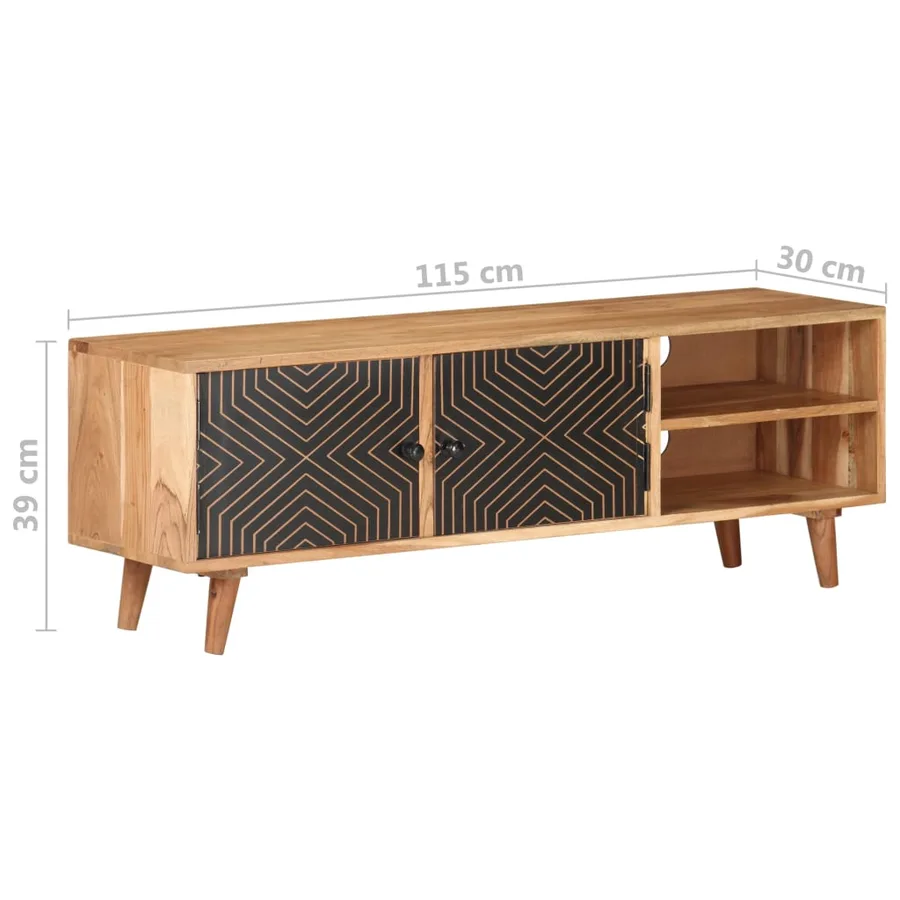 Meuble TV 115x30x39 cm Bois d'acacia massif - 10
