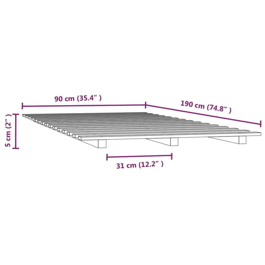 Cadre de lit sans matelas 90x190 cm bois de pin massif - 8