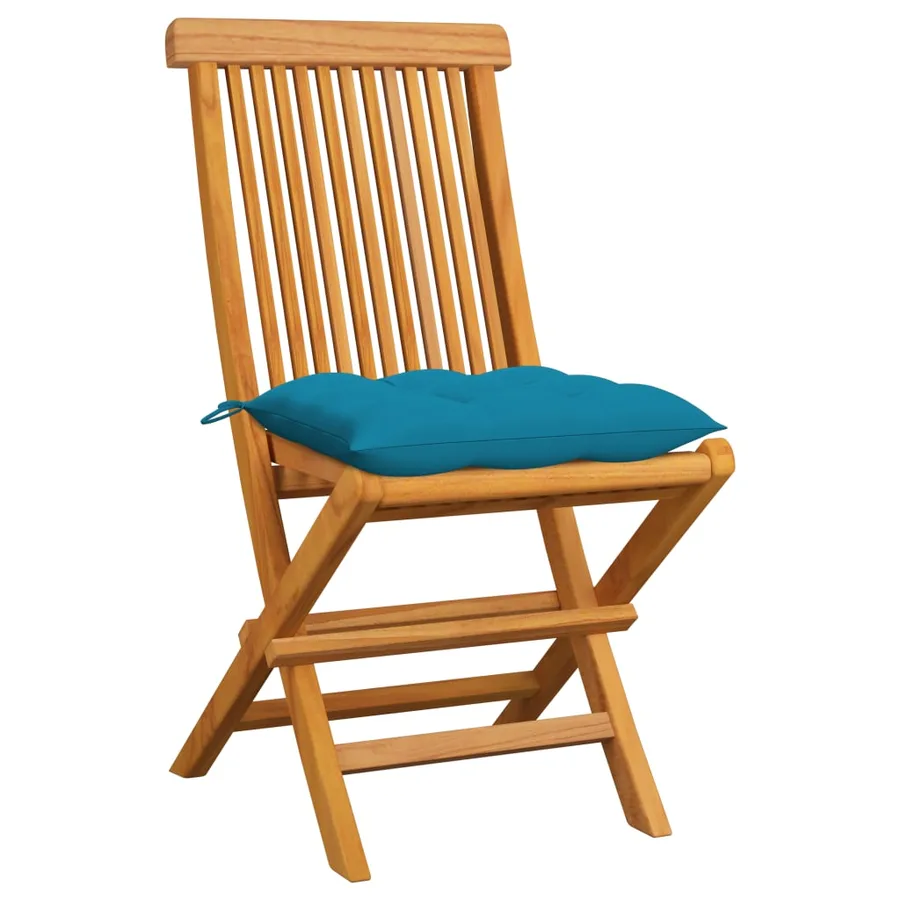 Chaises de jardin et coussins bleu clair lot de 6 Bois de teck - 2