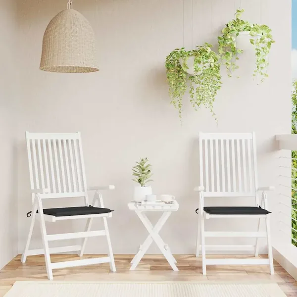 Coussins de chaise de jardin lot de 2 noir 50x50x4 cm