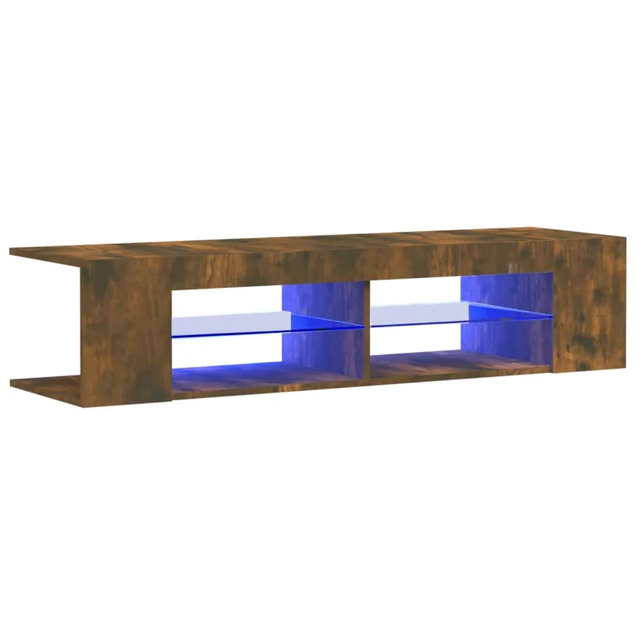 Meuble TV avec lumières LED chêne fumé 135x39x30 cm - 2