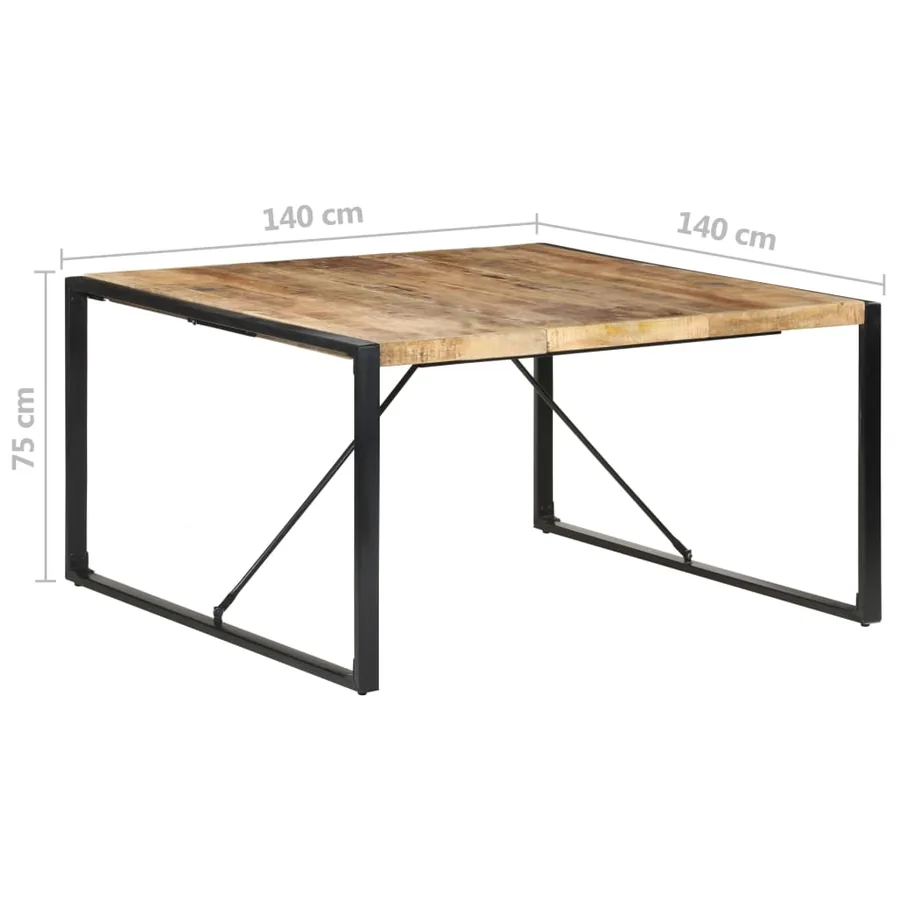 Table à manger 140x140x75 cm Bois de manguier brut - 6