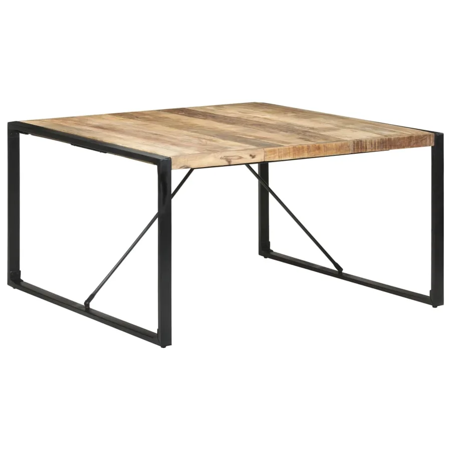 Table à manger 140x140x75 cm Bois de manguier brut - 7