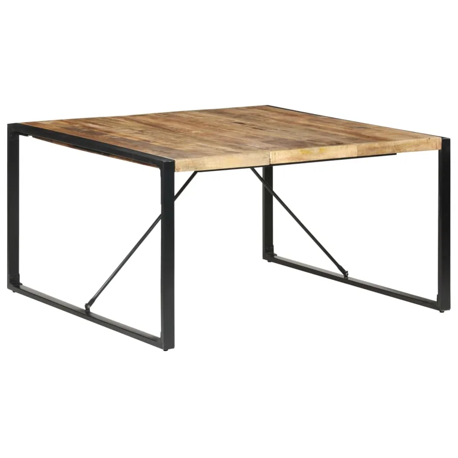 Table à manger 140x140x75 cm Bois de manguier brut - 9