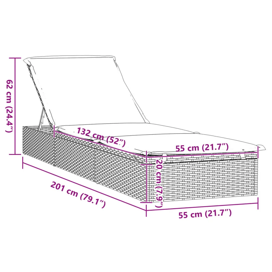 Transats 2 pcs avec table gris résine tressée - 10