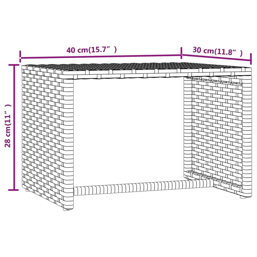 Transats 2 pcs avec table gris résine tressée - 11