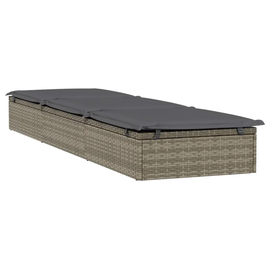 Transats 2 pcs avec table gris résine tressée - 5