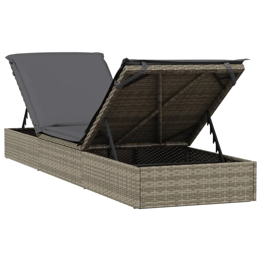 Transats 2 pcs avec table gris résine tressée - 8