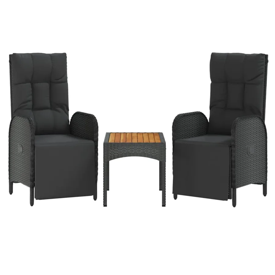 Chaises inclinables de jardin lot de 2 et table résine tressée - 2