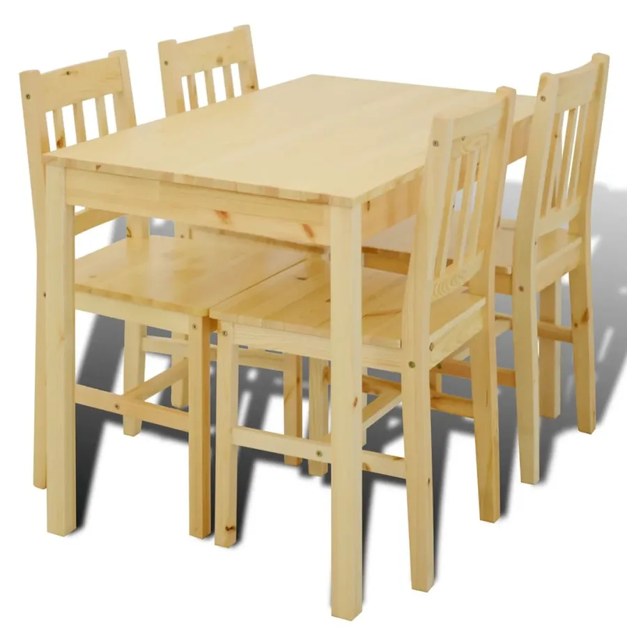 Table de salle à manger en bois avec 4 chaises Naturel - 2