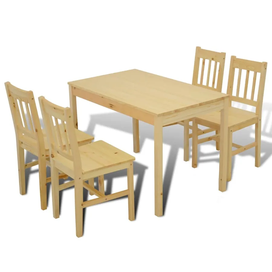 Table de salle à manger en bois avec 4 chaises Naturel - 6