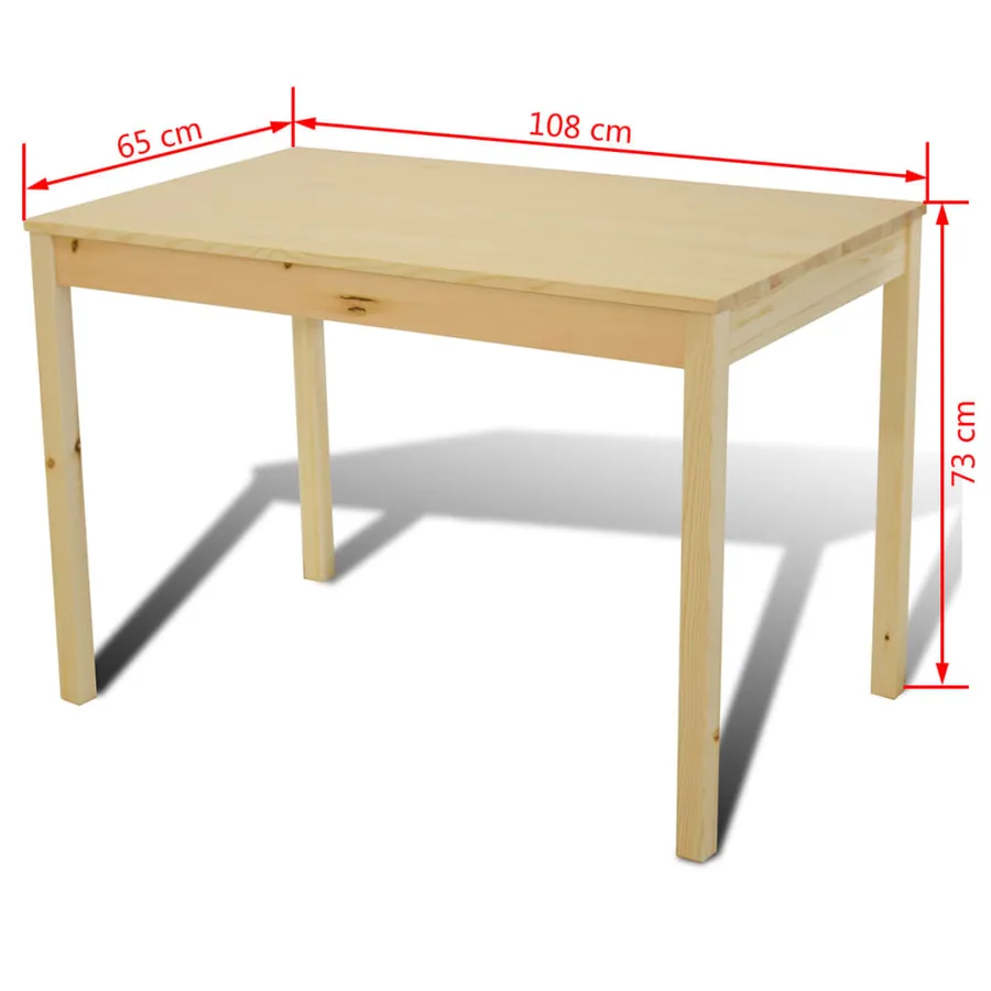 Table de salle à manger en bois avec 4 chaises Naturel - 7