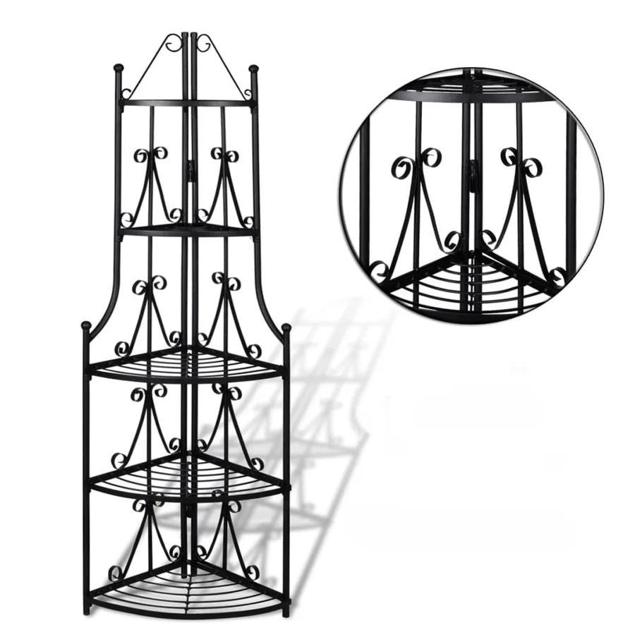 Étagère d’angle pour plantes en noir - 4