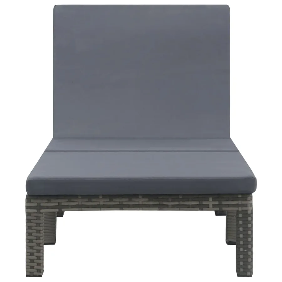 Chaise longue avec coussin Résine tressée Anthracite - 2