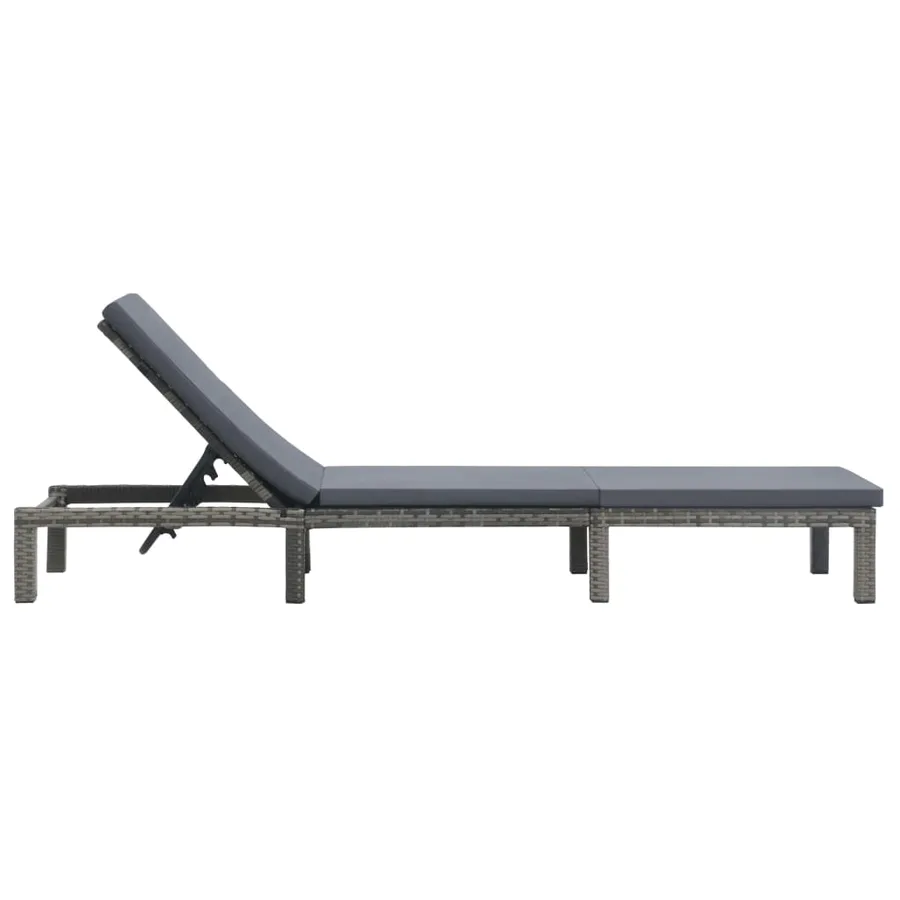 Chaise longue avec coussin Résine tressée Anthracite - 3