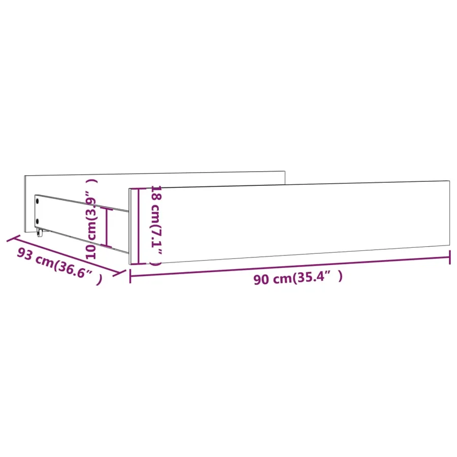 Tiroirs de lit 2 pcs bois de pin massif - 8