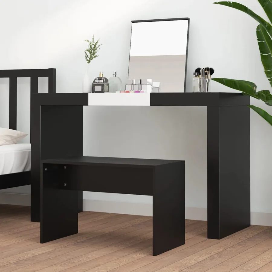 Tabouret de toilette Noir 70x35x45 cm Bois d'ingénierie - 3
