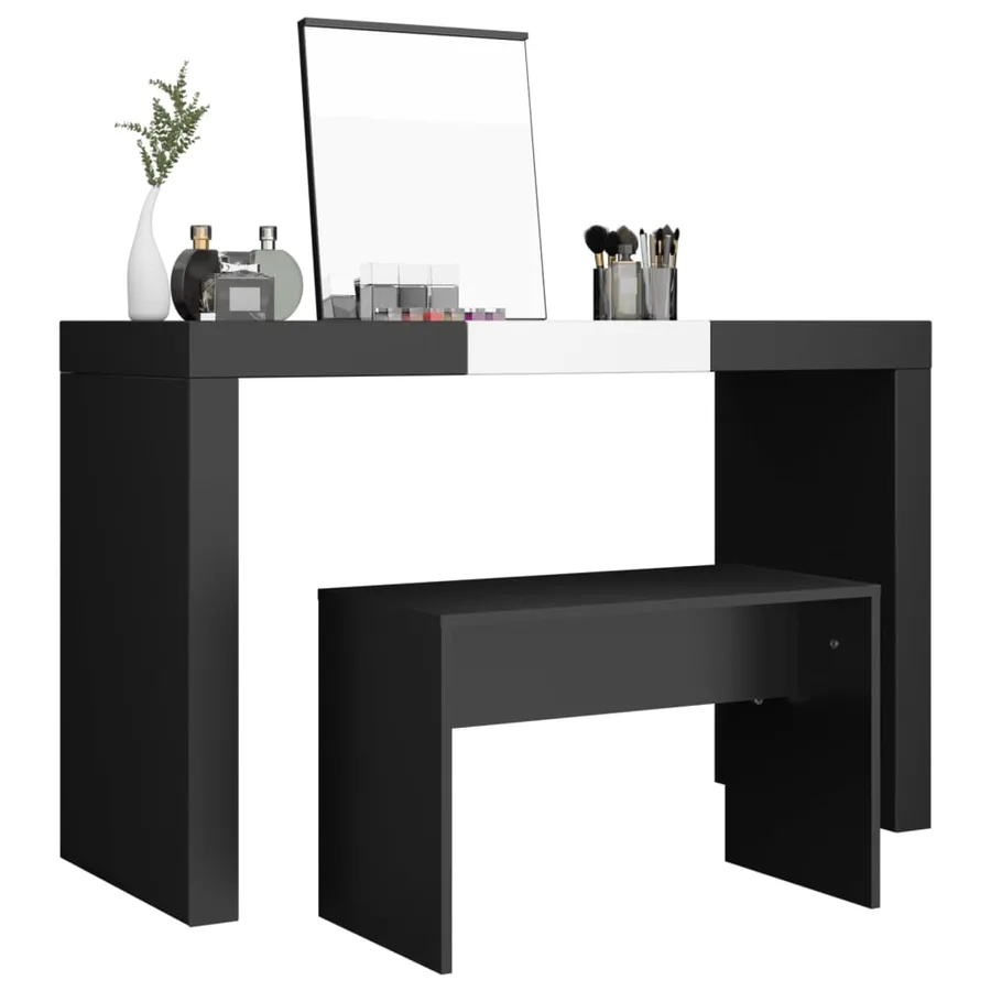 Tabouret de toilette Noir 70x35x45 cm Bois d'ingénierie - 4