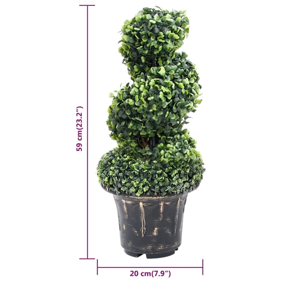 Plante de buis artificiel en spirale avec pot Vert 59 cm - 5