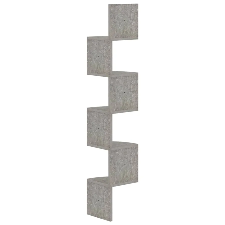 Étagère d'angle murale gris béton 19x19x123cm bois d'ingénierie - 3