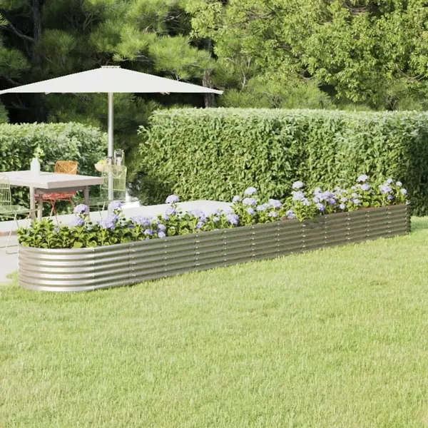 Lit surélevé de jardin Acier galvanisé Argenté