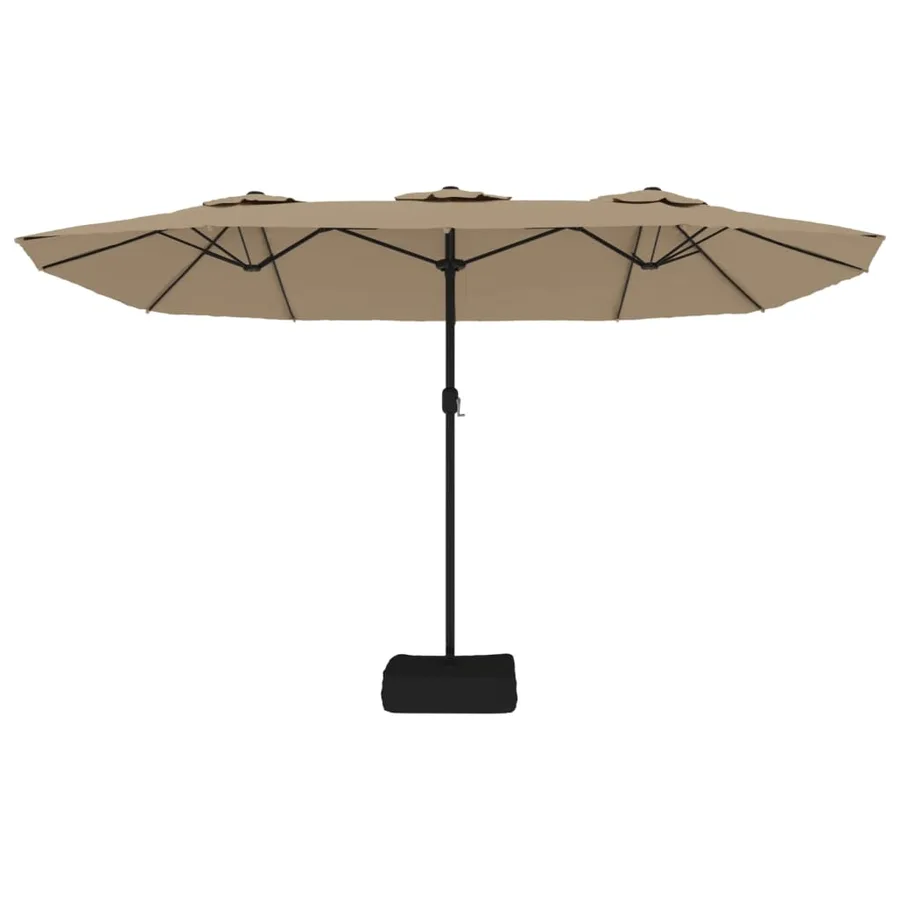 Parasol de jardin à double tête avec LED taupe 449x265 cm - 5