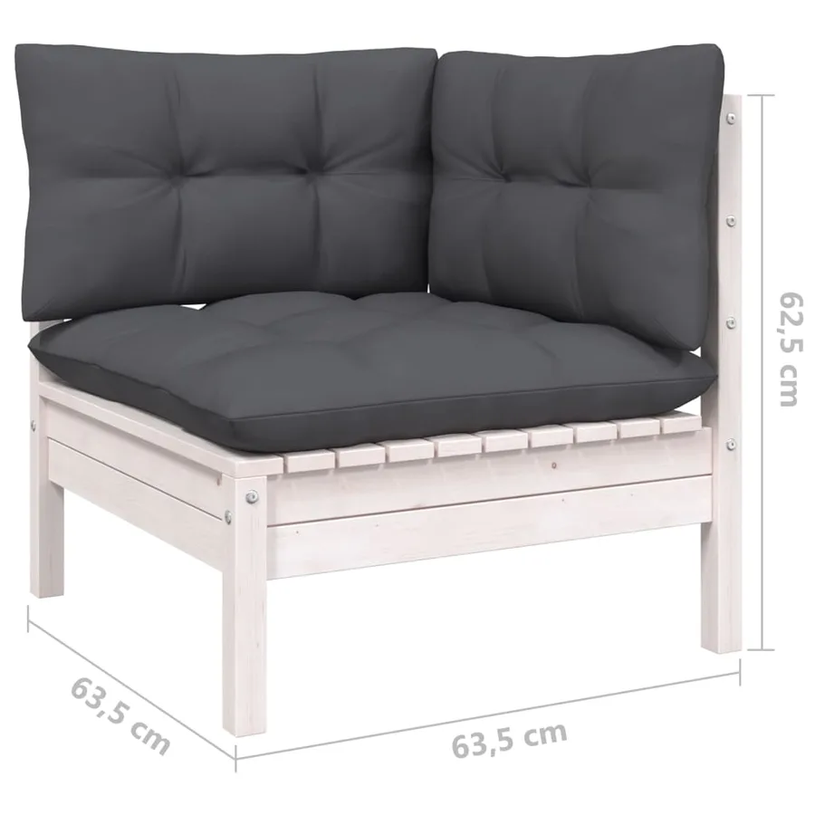 Canapé 3 places de jardin avec coussins anthracite Bois de pin - 8