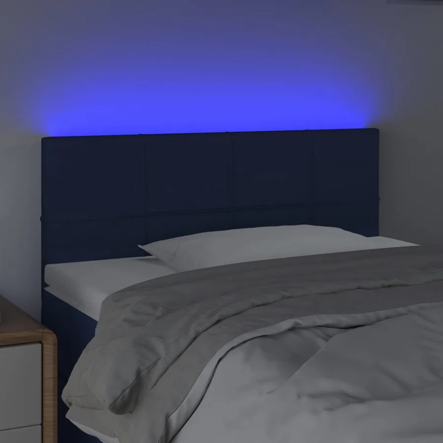 Tête de lit à LED Bleu 100x5x78/88 cm Tissu - 3
