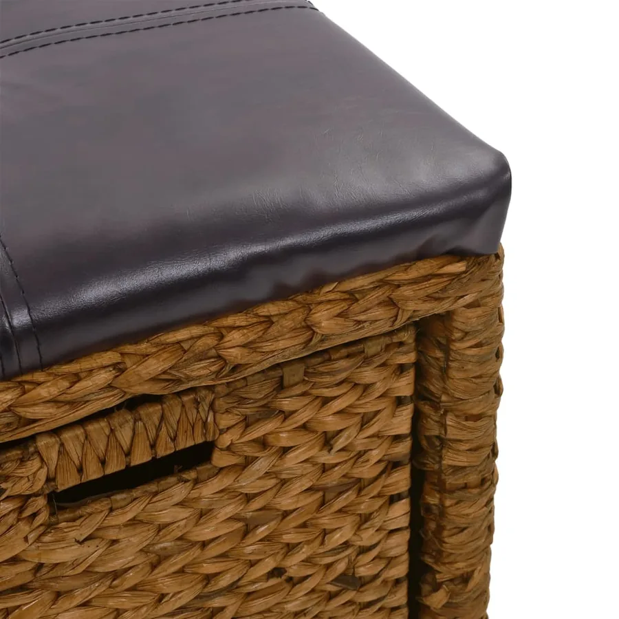Banc avec 2 paniers Jacinthe d'eau 71 x 40 x 42 cm Marron - 7