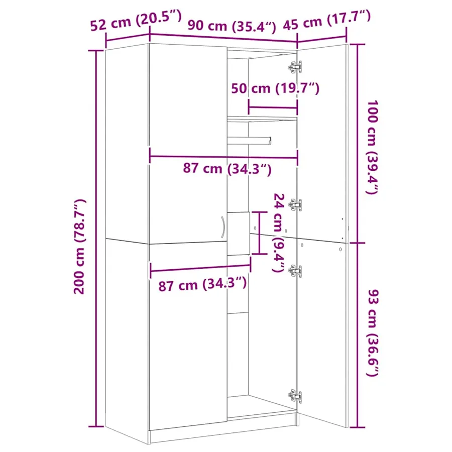 Garde-robe Chêne fumé 90x52x200 cm Bois d'ingénierie - 11