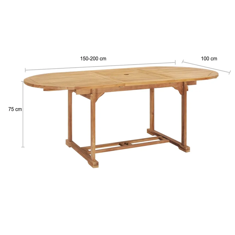 Table de jardin extensible 150-200x100x75 cm Teck solide - 10