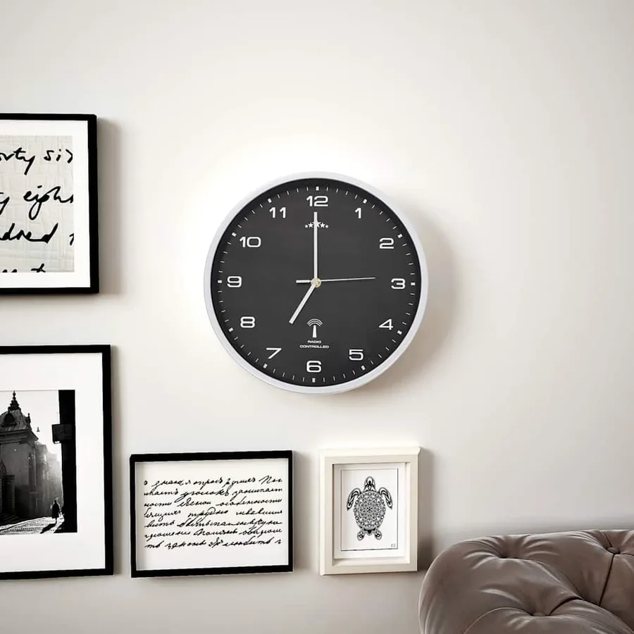 Horloge murale radioguidée avec mouvement à quartz 31 cm Noir - 2