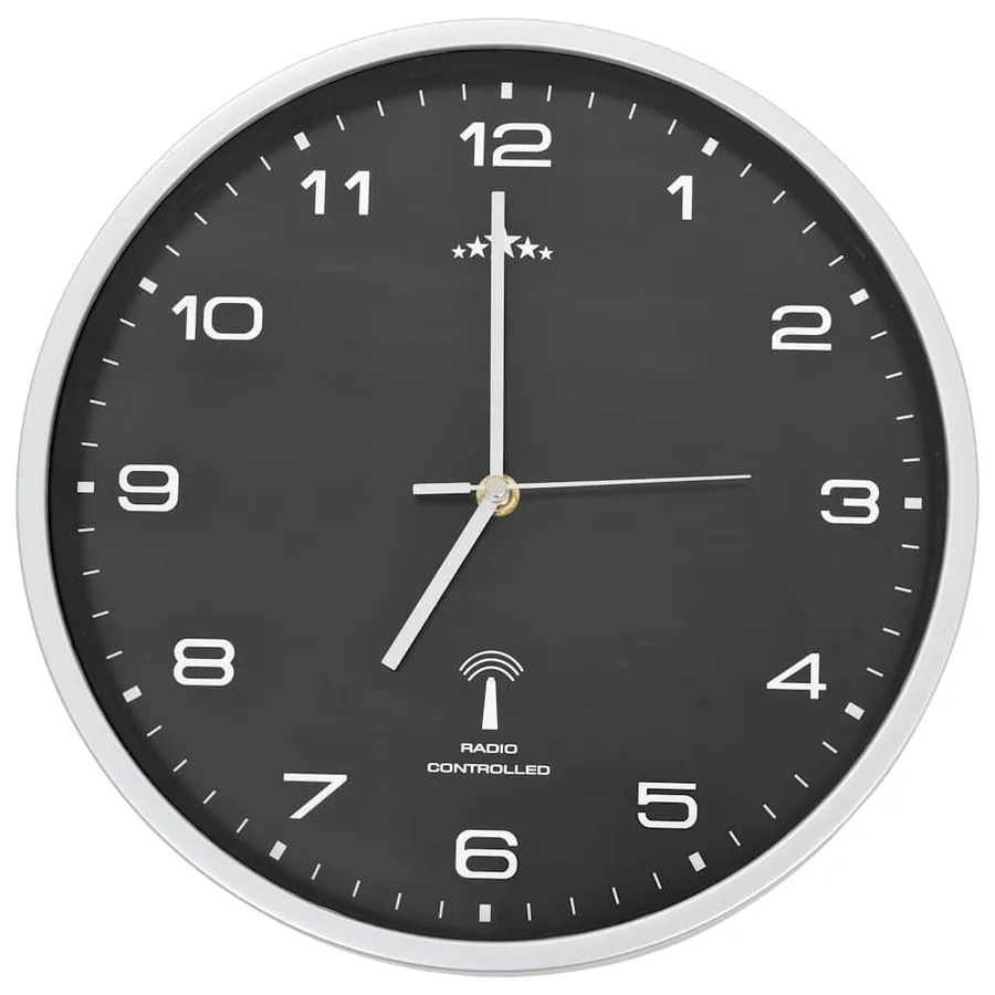 Horloge murale radioguidée avec mouvement à quartz 31 cm Noir - 3
