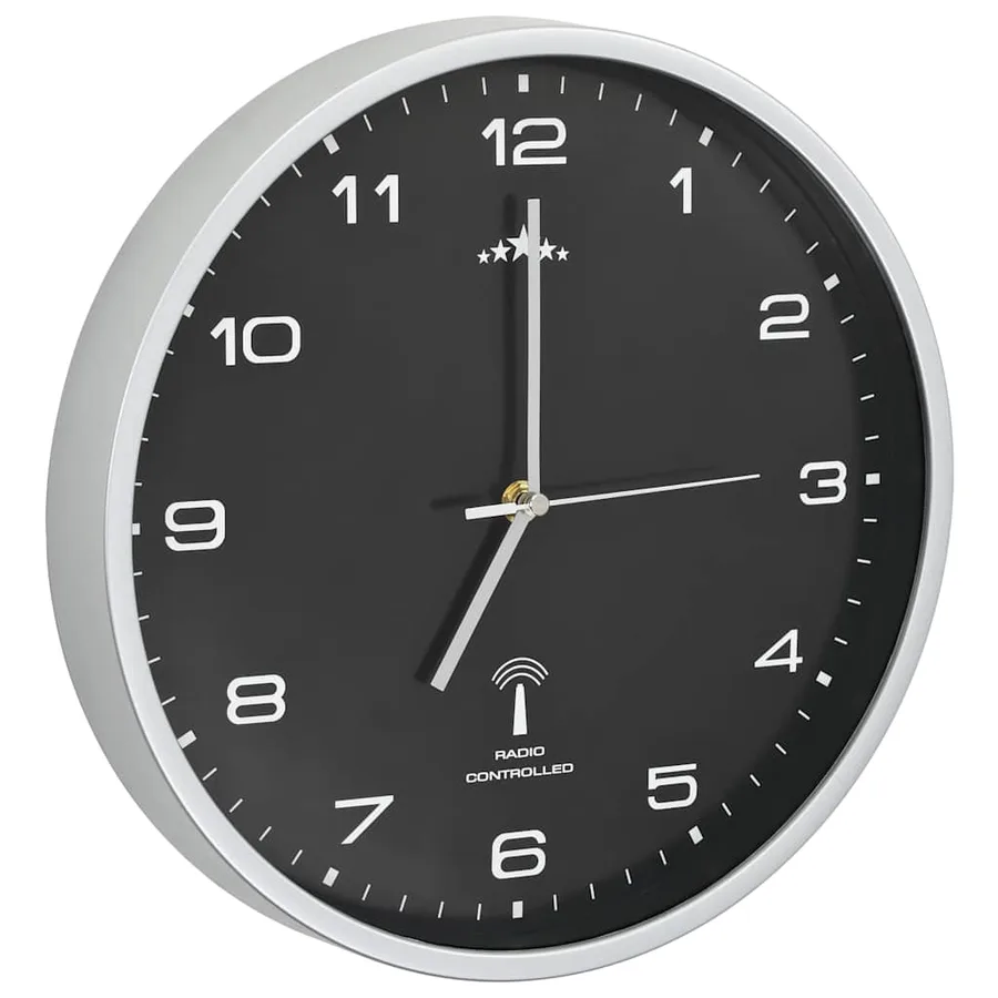 Horloge murale radioguidée avec mouvement à quartz 31 cm Noir - 4