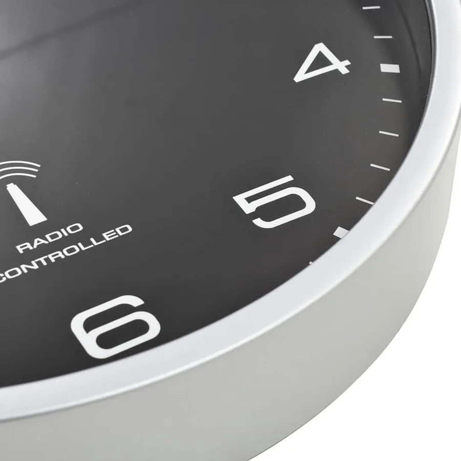 Horloge murale radioguidée avec mouvement à quartz 31 cm Noir - 6