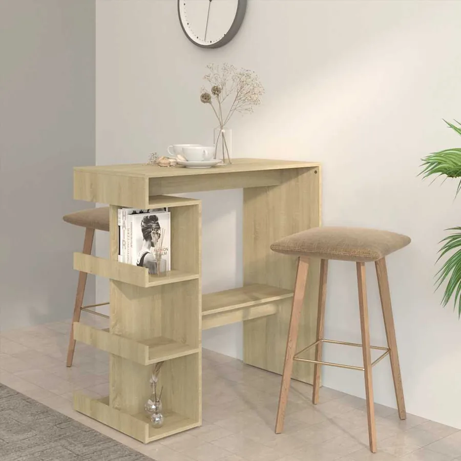 Table de bar étagère de rangement Chêne sonoma Bois ingénierie