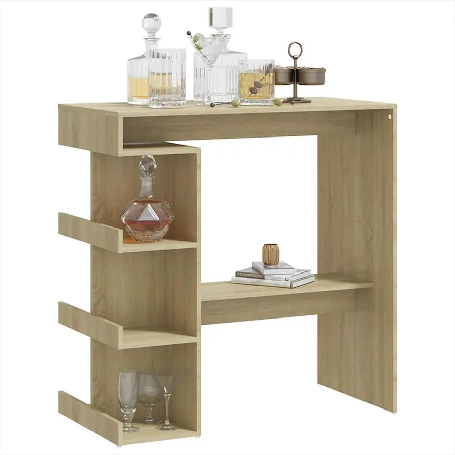 Table de bar étagère de rangement Chêne sonoma Bois ingénierie - 4