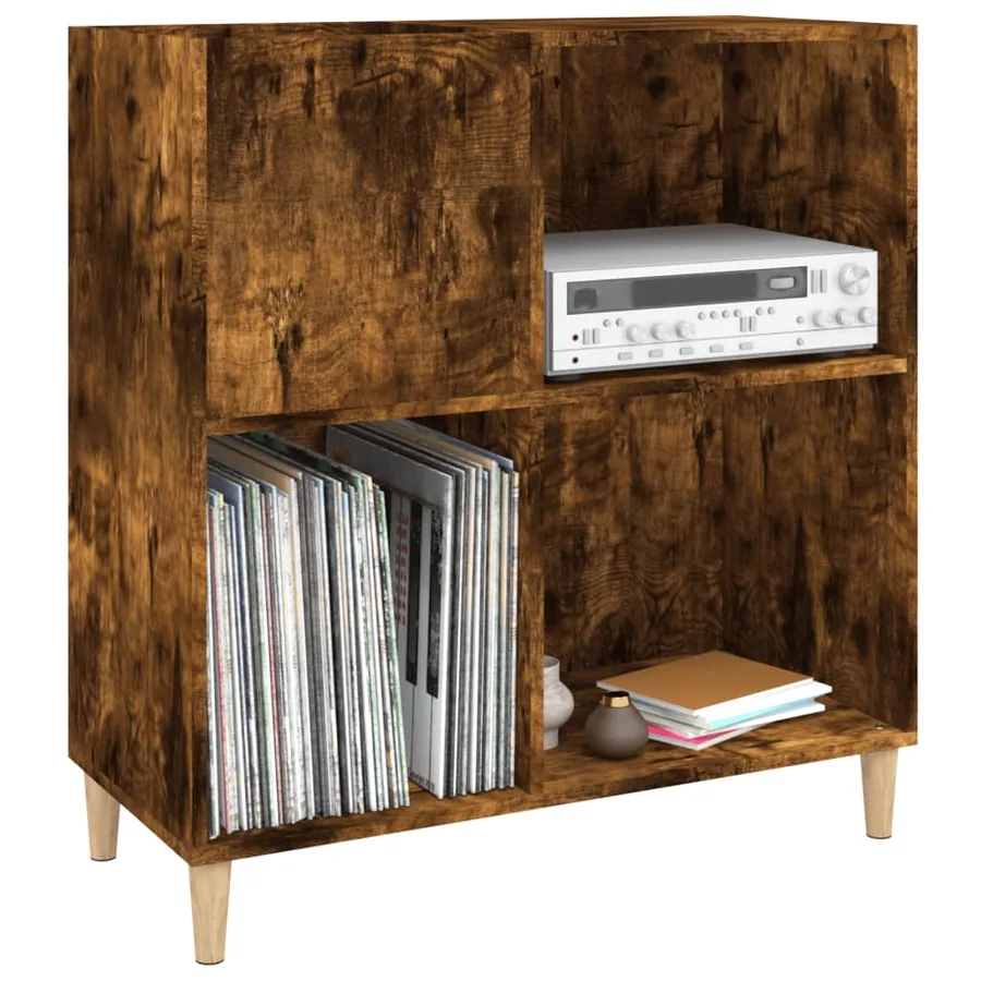 Armoire à disques chêne fumé 84,5x38x89 cm bois d'ingénierie - 4