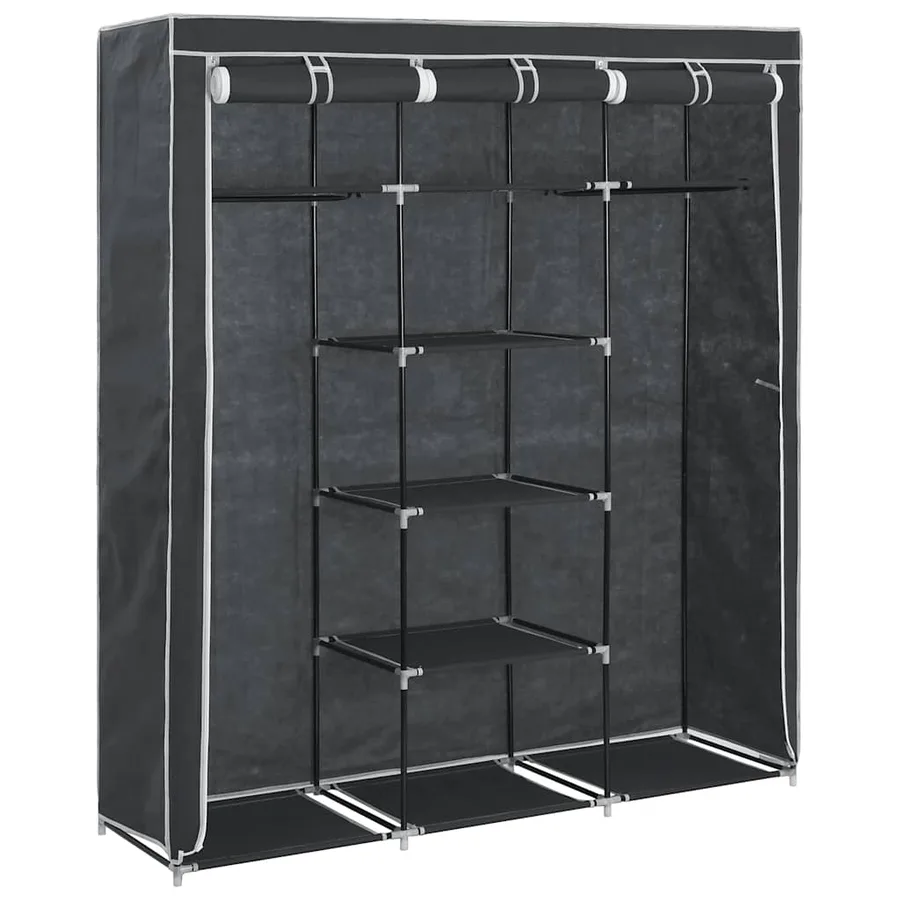 Armoire avec compartiments et barres Noir 150x45x175 cm Tissu - 2
