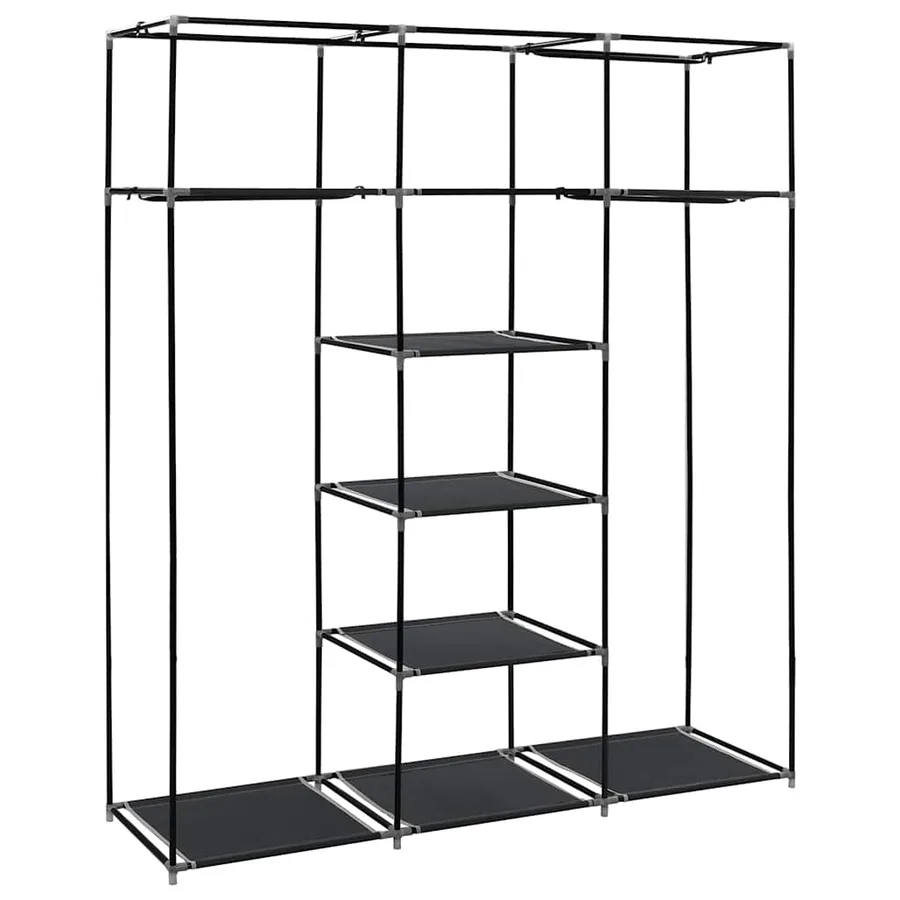 Armoire avec compartiments et barres Noir 150x45x175 cm Tissu - 3
