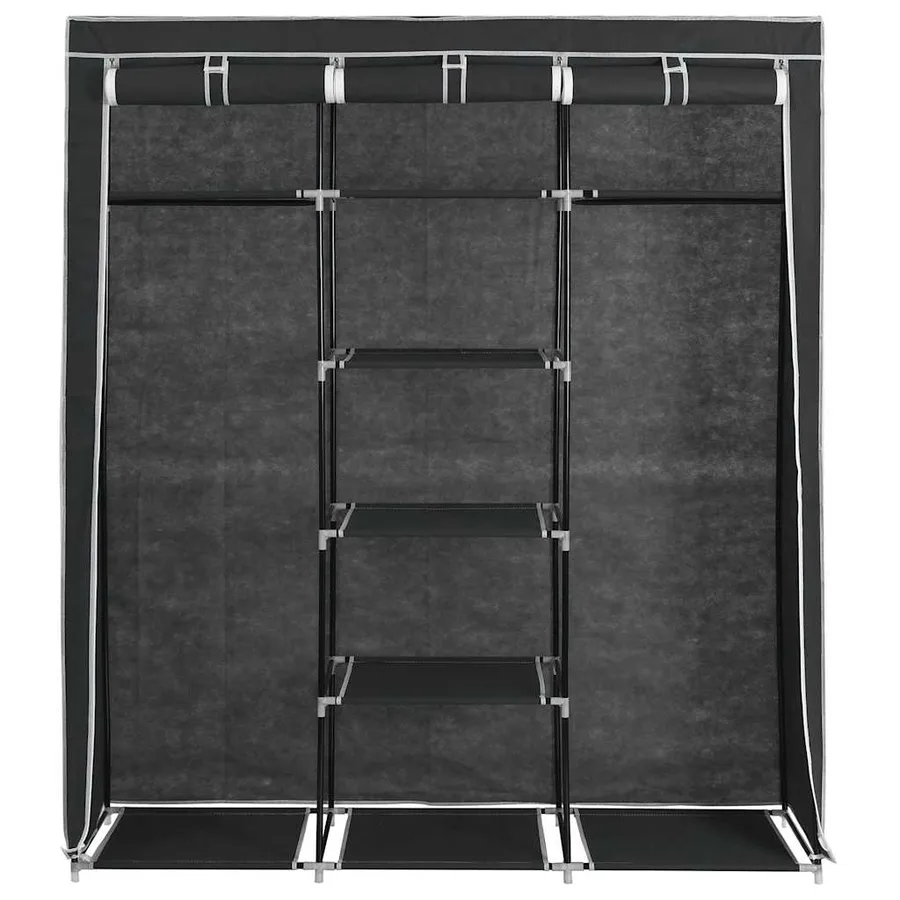 Armoire avec compartiments et barres Noir 150x45x175 cm Tissu - 5